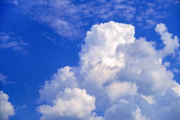 Fototapeta na wymiar Blue sky with clouds. Natural background. The warm summer season.