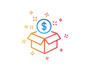 Post package line icon. Paid service sign. Gradient design elements. Linear post package icon. Random shapes. Vector