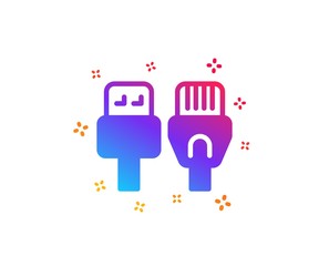 Computer cables icon. Usb, rj45 connection wires. Dynamic shapes. Gradient design computer cables icon. Classic style. Vector