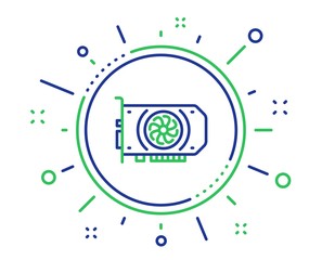 Gpu graphic card line icon. Computer component hardware sign. Quality design elements. Technology gpu button. Editable stroke. Vector