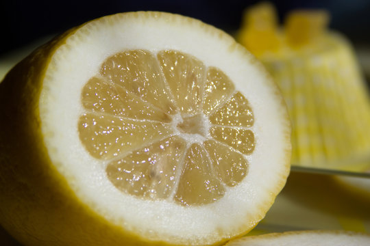 lemon on a yellow background photo for text