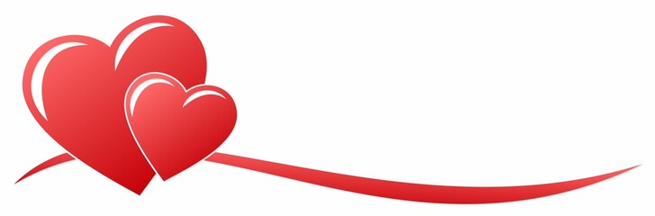 The stylized symbol with red hearts.