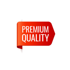 Red Vector Banner Ribbon on white background, left bookmark, premium quality