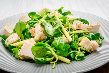 salad with chicken grilled with lettuce tasty and healthy food