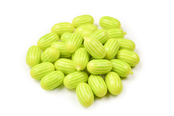 Green chewing gum isolated on white background.