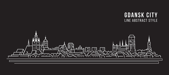 Cityscape Building Line art Vector Illustration design - Gdansk city