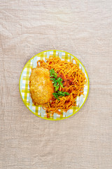 Cordon Bleu macaroni Pasta with salad