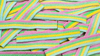 Colorful juicy gummy candies background. Top view. Jelly  sweets.