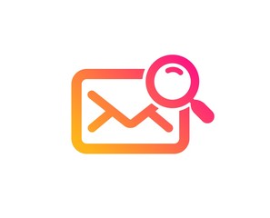 Search mail icon. Find letter document sign. Magnify glass. Classic flat style. Gradient search mail icon. Vector