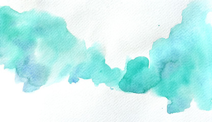 Abstract blue watercolor background on white isolation