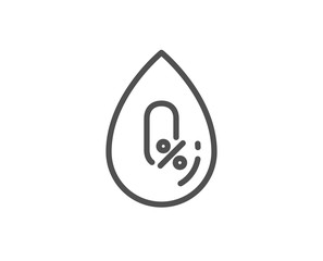 No alcohol line icon. Organic tested sign. Water drop symbol. Quality design element. Linear style no alcohol icon. Editable stroke. Vector