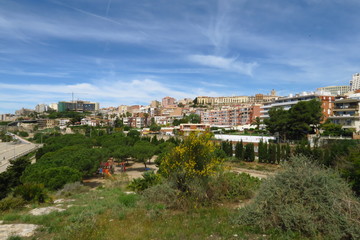 Fototapeta na wymiar Vue de Tarragone avec immeubles et arbres, Espagne.
