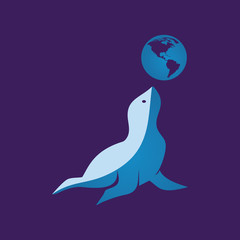 seals globe logo and abstract logo