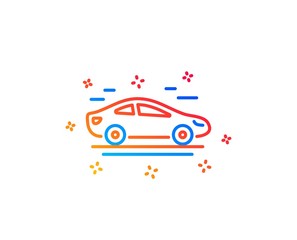 Car transport line icon. Transportation vehicle sign. Driving symbol. Gradient design elements. Linear car icon. Random shapes. Vector