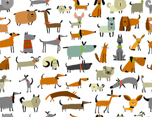 Cute dogs collection, seamless pattern for your design