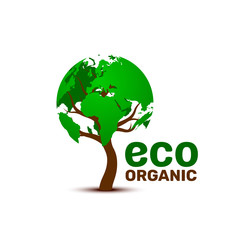 Ecology organic green planet earth. sign on a white background.