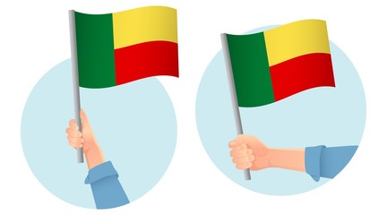Benin flag in hand icon