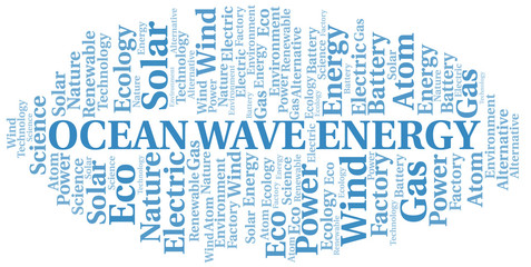 Fototapeta premium Ocean Wave Energy word cloud. Wordcloud made with text only.