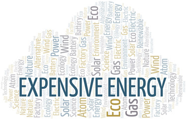 Expensive Energy word cloud. Wordcloud made with text only.