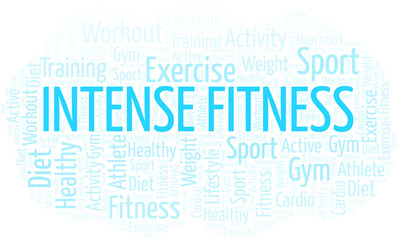 Fototapeta premium Intense Fitness word cloud. Wordcloud made with text only.