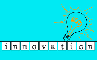 Innovation concept with lightbulb on a blue background