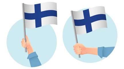 Finland flag in hand icon