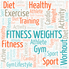 Fototapeta premium Fitness Weights word cloud. Wordcloud made with text only.