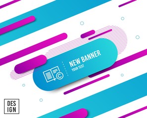 Copyright line icon. Copywriting or Book sign. Feedback symbol. Diagonal abstract banner. Linear copyright icon. Geometric line shapes. Vector