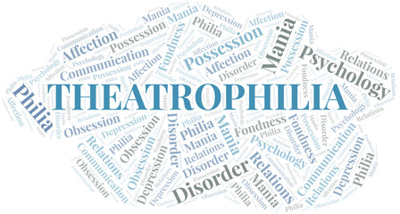 Theatrophilia word cloud. Type of Philia.