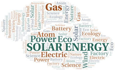 Fototapeta na wymiar Solar Energy word cloud. Wordcloud made with text only.