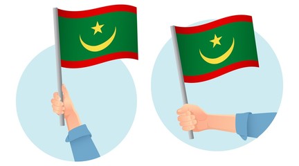 Mauritania flag in hand icon