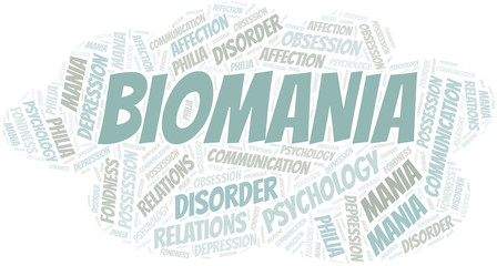 Fototapeta premium Biomania word cloud. Type of mania, made with text only.