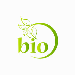 Bio Product, doodle organic leaves emblems, stickers, frames and logo
