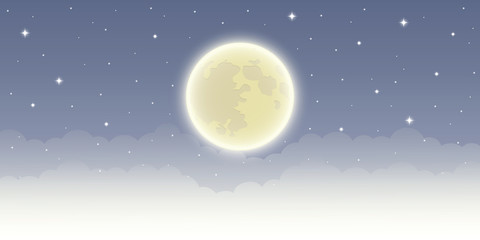 Fototapeta na wymiar full shiny moon in starry sky vector illustration EPS10