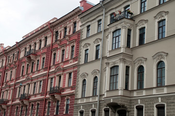 Fototapeta na wymiar St Petersburg Russia, view of residential buildings from canal