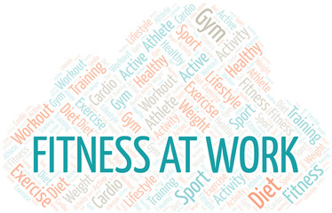 Obraz premium Fitness At Work word cloud. Wordcloud made with text only.