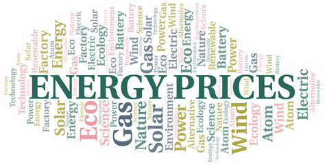 Energy Prices word cloud. Wordcloud made with text only.