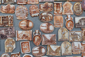 Many magnets on the refrigerator from Jordan.