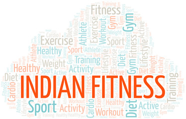 Indian Fitness word cloud. Wordcloud made with text only.