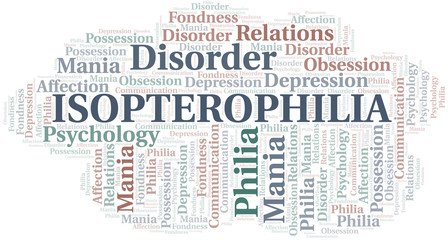Isopterophilia word cloud. Type of Philia.