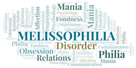 Fototapeta premium Melissophilia word cloud. Type of Philia.