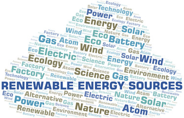 Renewable Energy Sources word cloud. Wordcloud made with text only.