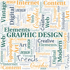 Obraz premium Graphic Design word cloud. Wordcloud made with text only.