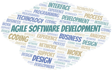 Agile Software Development word cloud. Wordcloud made with text only.