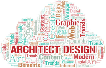 Obraz premium Architect Design word cloud. Wordcloud made with text only.