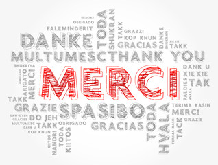 Fototapeta premium Merci (Thank You in French) word cloud in different languages