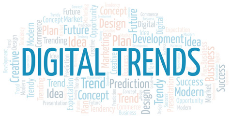 Fototapeta premium Digital Trends word cloud. Wordcloud made with text only.