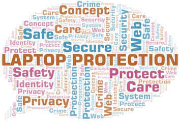 Obraz premium Laptop Protection word cloud. Wordcloud made with text only.