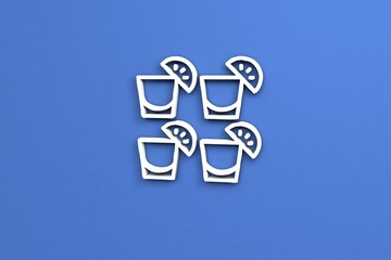 white color Illustration of Shot on blue background