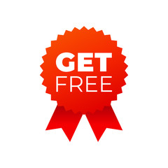 Red award medals symbol on white background, get free